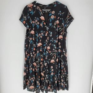 Torrid floral black dress 1 pink flowers summer xl